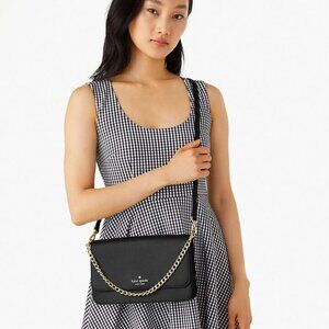Kate Spade NWT New York Madison Saffiano Black Leather Small Flip CrossBody